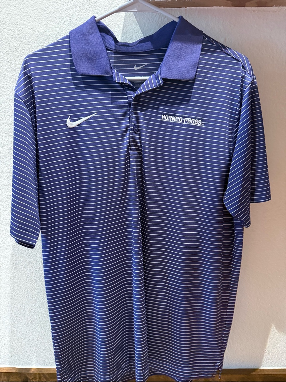 Nike Men’s Purple Striped Horned Frogs Polo